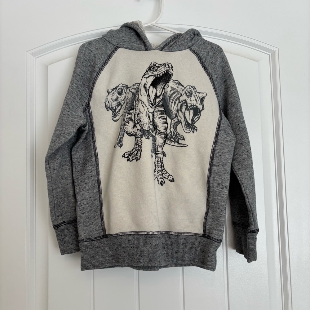 Sonoma Kids Dinosaur Hoodie - Gray and Cream Size 6